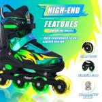 Nattork Adjustable Inline Skates for Kids and Teens, Indoor and Outdoor Blades Roller Skates with 8 Light Up Wheels for Boys Girls Aged 6-12, Adult Women Beginners Aurora Green