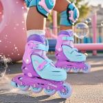 LOCAVUN Adjustable Light up Inline Skates for Kids, Better Protection Hard Shell Fitness Skates for Girls and Boys (Purple, Medium - (US 13C-3Y))