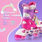 SULIFEEL Rainbow Unicorn Inline Skates for Girls Boys 4 Size Adjustable Light up Wheels Skates for Kids Beginner Pink Medium