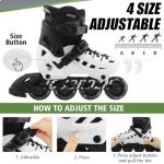 Inline Skates for Kids Girls and Boys, 4 Sizes Adjustable Roller Skates Blades with Full Light Up Wheels for Women Men, Durable Outer Shell, Roller Skates 4-12 Adults