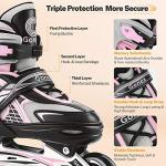 Gonex Inline Skates for Girls Boys Kids, Adjustable Skates Outdoor Blades Inline Roller Skates for Children Teens Women with Light Up Wheels for Indoor Outdoor Backyard Skating, Pink M