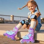 LOCAVUN Adjustable Light up Inline Skates for Kids, Better Protection Hard Shell Fitness Skates for Girls and Boys (Purple, Medium - (US 13C-3Y))