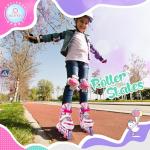 SULIFEEL Rainbow Unicorn Inline Skates for Girls Boys 4 Size Adjustable Light up Wheels Skates for Kids Beginner Pink Medium