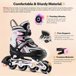 Gonex Inline Skates for Girls Boys Kids, Adjustable Skates Outdoor Blades Inline Roller Skates for Children Teens Women with Light Up Wheels for Indoor Outdoor Backyard Skating, Pink M