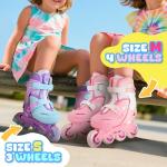 LOCAVUN Adjustable Light up Inline Skates for Kids, Better Protection Hard Shell Fitness Skates for Girls and Boys (Purple, Medium - (US 13C-3Y))