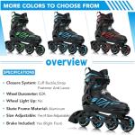 PAPAISON Boys Inline Skates Ages 5-8 8-12, Adjustable Size Beginner Roller Skates Blades for Kids Youth (Blue, Medium - Big Kid (1-4 US))