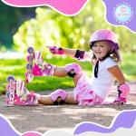SULIFEEL Rainbow Unicorn Inline Skates for Girls Boys 4 Size Adjustable Light up Wheels Skates for Kids Beginner Pink Medium