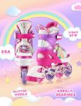 SULIFEEL Rainbow Unicorn Inline Skates for Girls Boys 4 Size Adjustable Light up Wheels Skates for Kids Beginner Pink Medium