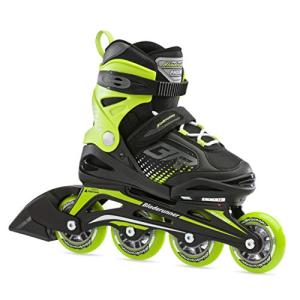 Bladerunner by Rollerblade Phoenix Boys Adjustable Fitness Inline Skate, Black and Green Size 5-8