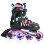 SUPER YOUNGSTER Girls Inline Skates for Boys Kids Ages 4-12, Adjustable Light Up Roller Skates for Youth Teens Ages 8-12, Beginner Blades for Women Adults