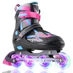 Sowume Adjustable Inline Skates for Girls and Boys, Roller Skates with All Light Up Wheels, Patines para Mujer for Kids and Adults, Men, Women