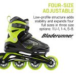 Bladerunner by Rollerblade Phoenix Boys Adjustable Fitness Inline Skate, Black and Green Size 5-8