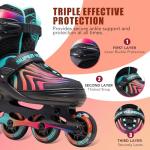 SUPER YOUNGSTER Girls Inline Skates for Boys Kids Ages 4-12, Adjustable Light Up Roller Skates for Youth Teens Ages 8-12, Beginner Blades for Women Adults
