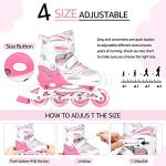 Adjustable Inline Skates for Kids & Beginners - 4-Size Extension Youth Roller Skates with Light-Up Wheels for Boys & Girls, Outdoor Sports Equipment