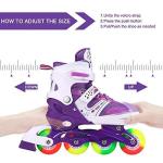 Kids Adjustable Inline Skates with Light Up Wheels for Boys Girls Ages 5-8 8-12, Youth Roller Skates for Beginners Teens Adults, Outdoor Indoor Birthday Gift