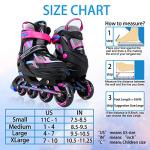 Sowume Adjustable Inline Skates for Girls and Boys, Roller Skates with All Light Up Wheels, Patines para Mujer for Kids and Adults, Men, Women