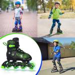 Nattork Adjustable Children's Inline Skates with PU Flash Wheels, Fun Inline Skates with Light-up Wheels, for Ages 4-12, Indoor/Outdoor Birthday Gift for Beginners,Kids and Youths Ages 4-12 8-12 5-8