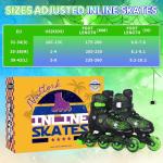 Nattork Adjustable Children's Inline Skates with PU Flash Wheels, Fun Inline Skates with Light-up Wheels, for Ages 4-12, Indoor/Outdoor Birthday Gift for Beginners,Kids and Youths Ages 4-12 8-12 5-8