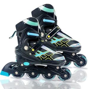 Adjustable Inline Skates for Boys Girls Ages 4-16, All 8 Wheels of Inline Roller Skates Light Up, Roller Skates Blades for Youth Kids Indoor & Outdoor Beginners
