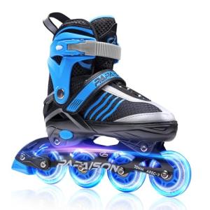 PAPAISON Adjustable Inline Skates Boys Ages 4-16, Roller Skates for Girls Kids Ages 5-8 8-12 with Full Light Up Wheels, Outdoor Skates Illuminating Skates for Children Teens Women