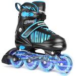 Rotayi Adjustable Inline Skates for Kids, Light Up Wheels Roller Skates Blades for Boys Girls Ages 5-8 8-12, Outdoor Beginner Blades for Youth Adult Women and Men, Blue
