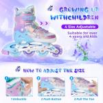 MammyGol Adjustable Inline Skates for Girls Boys Ages 4-12 with Light up Wheels & Butterfly Design – Vibrant Flashing Roller Skates, Perfect Beginner Skates for Kids Youth