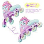 Roller Derby Switch Skates for Beginners, 2 in 1 Adjustable Skates Convert from Learn Mode to Inline Skates for Toddlers, Kids