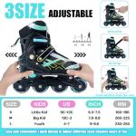 Adjustable Inline Skates for Boys Girls Ages 4-16, All 8 Wheels of Inline Roller Skates Light Up, Roller Skates Blades for Youth Kids Indoor & Outdoor Beginners