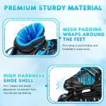 Rotayi Adjustable Inline Skates for Kids, Light Up Wheels Roller Skates Blades for Boys Girls Ages 5-8 8-12, Outdoor Beginner Blades for Youth Adult Women and Men, Blue