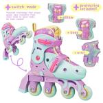 Roller Derby Switch Skates for Beginners, 2 in 1 Adjustable Skates Convert from Learn Mode to Inline Skates for Toddlers, Kids