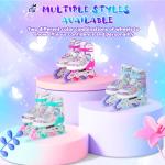 MammyGol Adjustable Inline Skates for Girls Boys Ages 4-12 with Light up Wheels & Butterfly Design – Vibrant Flashing Roller Skates, Perfect Beginner Skates for Kids Youth