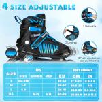 Rotayi Adjustable Inline Skates for Kids, Light Up Wheels Roller Skates Blades for Boys Girls Ages 5-8 8-12, Outdoor Beginner Blades for Youth Adult Women and Men, Blue