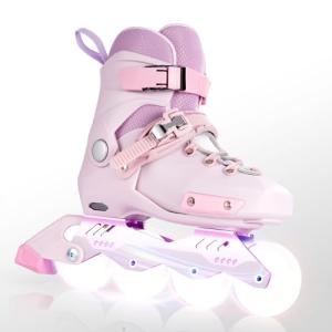 SWAY Adjustable Inline Skates for Kids, Teens and Adults, All Wheels Light Up High Performance Roller Skates for Boys and Girls Ideal for Roller Skate (Purple, Medium-Big Kid（1-4 US）)