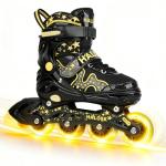 HALOSK Kids Inline Skates for Girls Boys with Light Up Wheels, Adjustable Blade Skates Gradient Glitter Star with Breathable Comfort Liner for Youth Beginners, for Ages 5–16