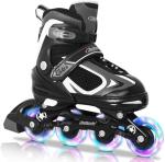Nattork Blade Roller Skates for Boys with Light Up Wheel,Adjustable Inline Skates for Little Kids Toddler Children's Outdoor & Indoor Ages 5-8 4 5 6 7, Beginners Black