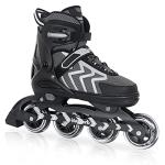 Nattork Adjustable Blades Roller Skates for Kids Girls and Boys,Outdoor & Indoor Black Inline Skates for Adults Women and Men,Beginners,Size 4 5 6