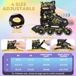 HALOSK Kids Inline Skates for Girls Boys with Light Up Wheels, Adjustable Blade Skates Gradient Glitter Star with Breathable Comfort Liner for Youth Beginners, for Ages 5–16