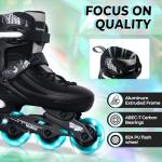 MammyGol Adjustable Inline Skates for Kids Youths Adults, All Wheels Light Up, Indoor and Outdoor Blades Roller Skates for Boys Girls Teen Beginners Black