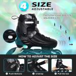 MammyGol Adjustable Inline Skates for Kids Youths Adults, All Wheels Light Up, Indoor and Outdoor Blades Roller Skates for Boys Girls Teen Beginners Black