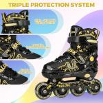 HALOSK Kids Inline Skates for Girls Boys with Light Up Wheels, Adjustable Blade Skates Gradient Glitter Star with Breathable Comfort Liner for Youth Beginners, for Ages 5–16