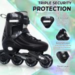 MammyGol Adjustable Inline Skates for Kids Youths Adults, All Wheels Light Up, Indoor and Outdoor Blades Roller Skates for Boys Girls Teen Beginners Black