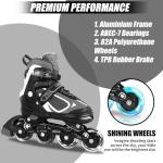 Nattork Blade Roller Skates for Boys with Light Up Wheel,Adjustable Inline Skates for Little Kids Toddler Children's Outdoor & Indoor Ages 5-8 4 5 6 7, Beginners Black