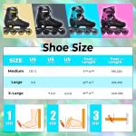 MammyGol Adjustable Inline Skates for Kids Youths Adults, All Wheels Light Up, Indoor and Outdoor Blades Roller Skates for Boys Girls Teen Beginners Black