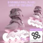 SWAY Adjustable Inline Skates for Kids, Teens and Adults, All Wheels Light Up High Performance Roller Skates for Boys and Girls Ideal for Roller Skate (Purple, Medium-Big Kid（1-4 US）)