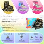 HALOSK Kids Inline Skates for Girls Boys with Light Up Wheels, Adjustable Blade Skates Gradient Glitter Star with Breathable Comfort Liner for Youth Beginners, for Ages 5–16