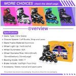 Nattork Blade Roller Skates for Boys with Light Up Wheel,Adjustable Inline Skates for Little Kids Toddler Children's Outdoor & Indoor Ages 5-8 4 5 6 7, Beginners Black