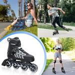 Nattork Adjustable Blades Roller Skates for Kids Girls and Boys,Outdoor & Indoor Black Inline Skates for Adults Women and Men,Beginners,Size 4 5 6