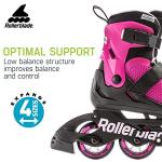 Rollerblade Microblade Girl's Adjustable Fitness Inline Skate, Pink and Bubble Gum, Junior, Youth Performance Inline Skates, Youth,Pink/Bubble Gum, Size Kids 5 - 8