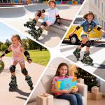 HALOSK Kids Inline Skates for Girls Boys with Light Up Wheels, Adjustable Blade Skates Gradient Glitter Star with Breathable Comfort Liner for Youth Beginners, for Ages 5–16