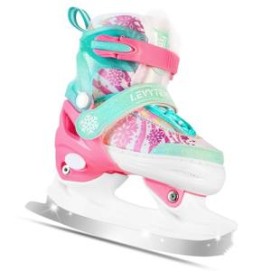 LEVYTEMP Adjustable Ice Skates for Kids Boys Girls - Warm Fleece Lined, 4 Size Adjustable Beginner Snowflake Blades Ankle Support Figure Skates for Outdoor and Rink,Green